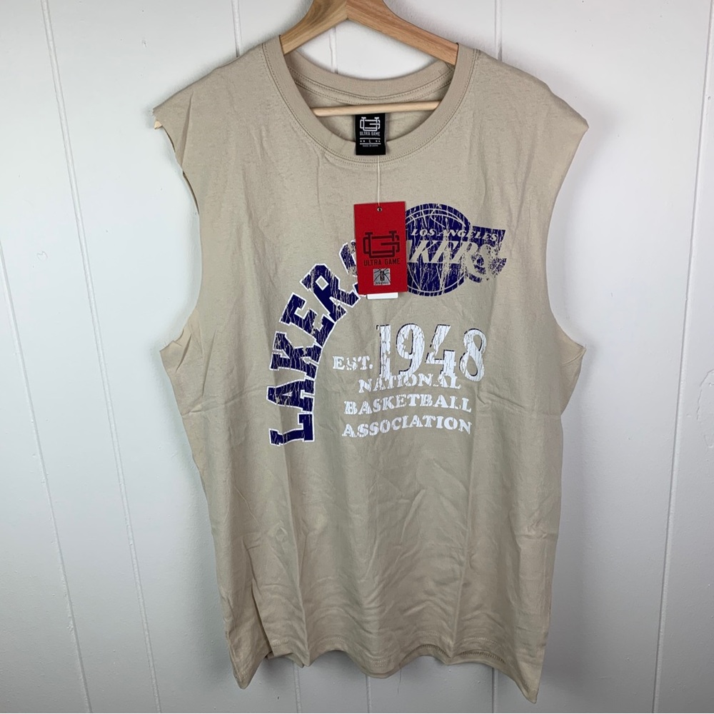 Los Angeles Lakers Tank Top Shirt Ultra Game Beige Men’s Large NWT NBA